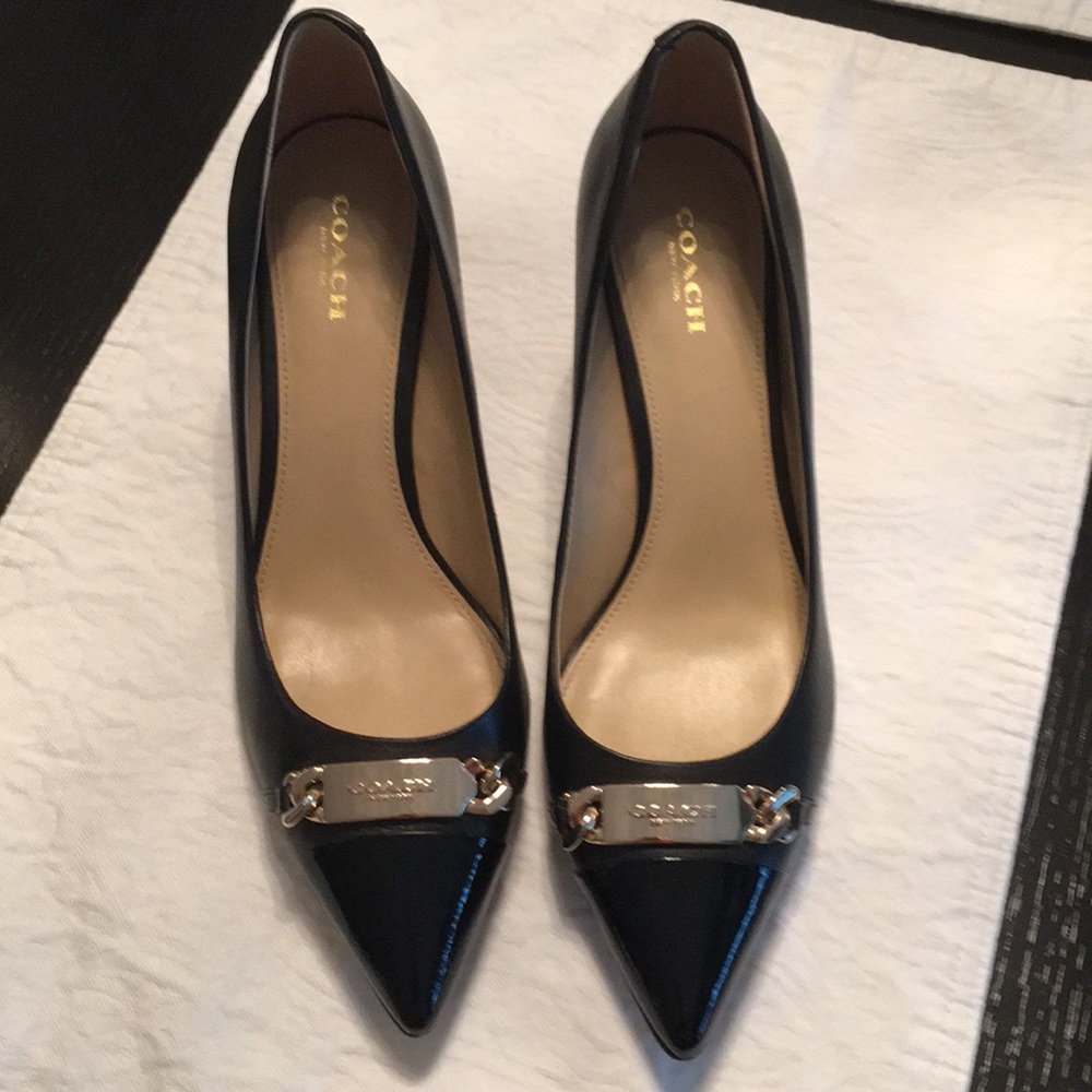 Coach black leather heels